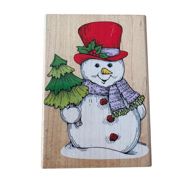 Lot of 5 Vintage Christmas Wood Mount Rubber Stamps Jumbo 1990s Bundle of 5 - Picture 2 of 10